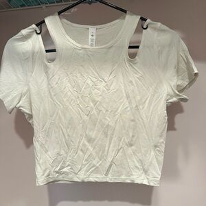 Lululemon white T-shirt with cut out shoulders